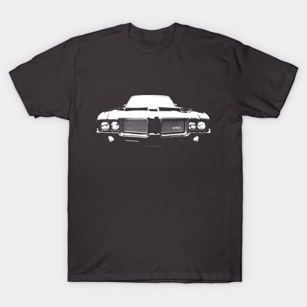 Oldsmobile 442 1970s classic muscle car monoblock white T-Shirt by soitwouldseem